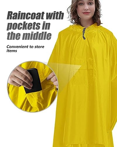 Victoper Waterproof Poncho Adult Reusable Lightweight Rain Poncho Adult Waterproof for Traveling Cycling Outdoor Camping Hiking Waterproof Raincoat Yellow… — view 5