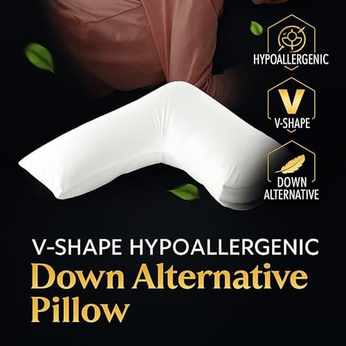 4AS V Pillow with Pillowcase – Hypoallergenic & Orthopedic V Shaped Pillows for Ultimate Comfort – Ideal for Maternity, Nursing, and Relaxation (White – 75X35cm) — view 6