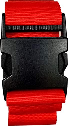 Personalised Luggage Strap with Name – Custom Embroidered Suitcase Belt 180cm x 5cm – Adjustable Travel Baggage Strap for Easy Identification – 100% Polypropylene Material (Red)