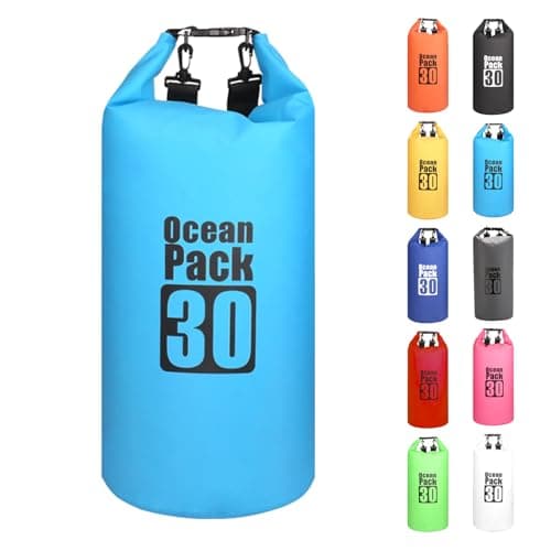 Morainjay 30L Sky Blue Dry Bags, Waterproof Bag with Adjustable Shoulder Strap, Large/Small Capacity 2L-30L for Outdoor Activities