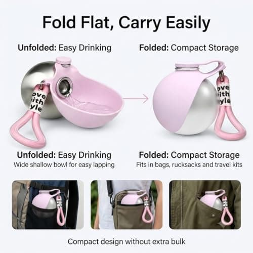 Foldable 2-in-1 Dog Water Bottle with Silicone Bowl, 238 ML — view 6