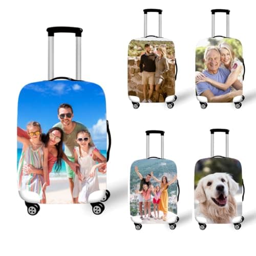 ZIMIORA Personalised Suitcase Cover with Photo, Stretch Luggage Protector S-XL