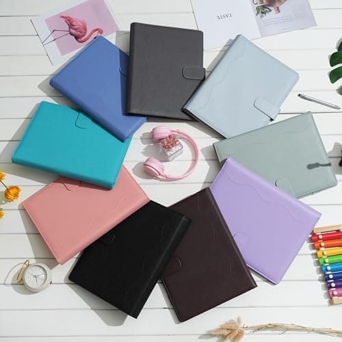 Wonderpool A4 PU Leather 4 Ring Holder Writing Portfolio Multi Document Case with Removable Binder Clipboard and Functional Pocket for Organizer Office Travel School (Pink) — view 6