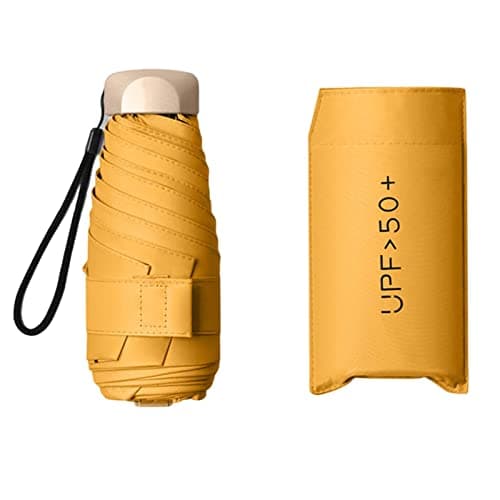 Perfeclan Travel Umbrella Mini Folding Umbrella Strong 2 in 1 Function Water Resistant Folding Portable Handbag Pocket Umbrella, Sunshade UmbrellaUPF>50+ UV Protection Lightweight, Yellow — view 6