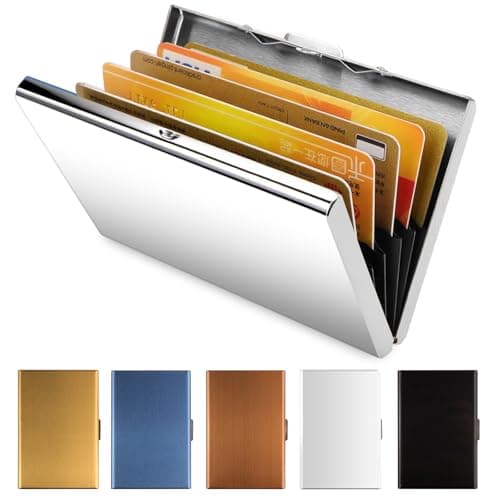 Vicloon Metal Card Holder Wallet,Ultra Thin Stainless Steel Metal Wallets RFID Blocking Credit Card Wallet Holder for Men & Women,Best Card Protector (Silver)