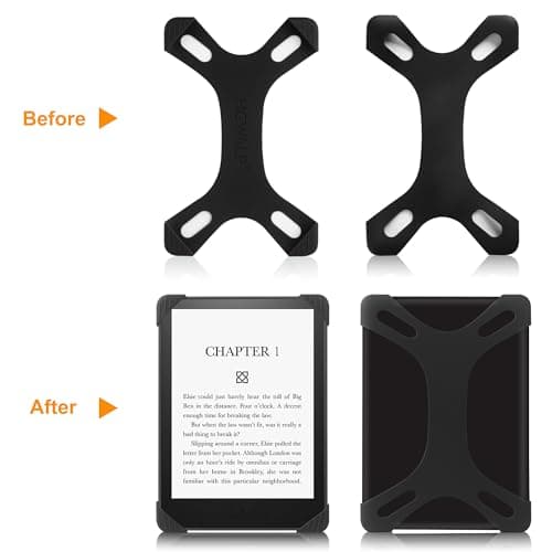 VOVIPO Universal Hand Strap for 6.8" 7" eReaders-High Elasticity Lightweight Finger Grip Silicone Case Compatible with Paperwhite/Kobo/Pocketbook/Tolino/Sony eReaders,Pack of 2pcs,Holder for ebook-BK — view 5