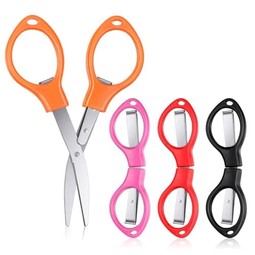 4Pcs Portable Mini Travel Scissors, Folding Scissors, Small Stainless Steel Foldable Scissor, Foldable Pocket Scissor for Home, Paper Cutting, School, Campin and Office