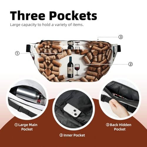 Wine Cork Stylish Crossbody Waist Pack - Versatile And Compact Travel Pouch For Hands-Free Storage, Black, One Size — view 4