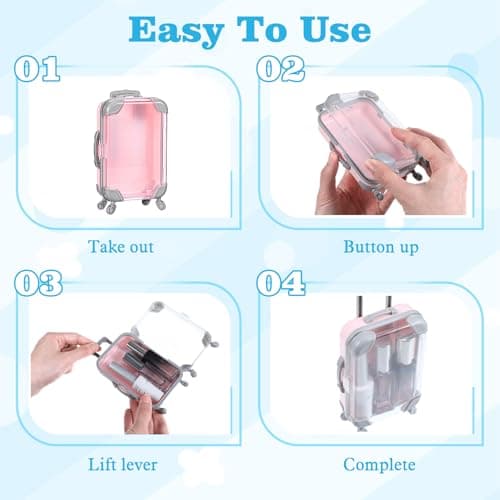 Abeillo 3 Pcs Mini Suitcase Gift Box, Mini Storage Box with Handle & Wheels, Tiny Suitcase Toy for Jewelry, Candy, Party Favors (Blue, Pink, Yellow) — view 5