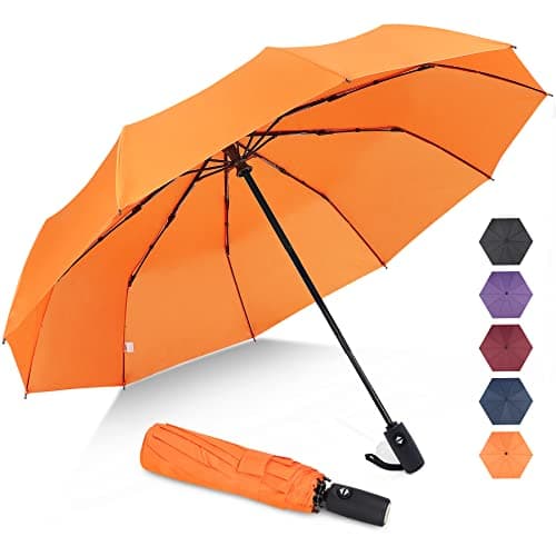 ZOMAKE Compact Umbrella Windproof,Travel Small Umbrella (46in-Orange)