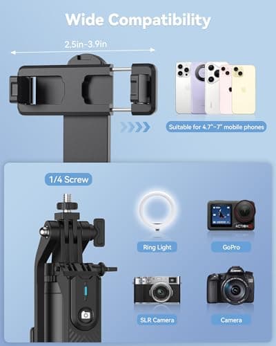 TECKNET Selfie Stick,180cm Aluminum Extendable 6-in-1 Phone Tripod — view 6
