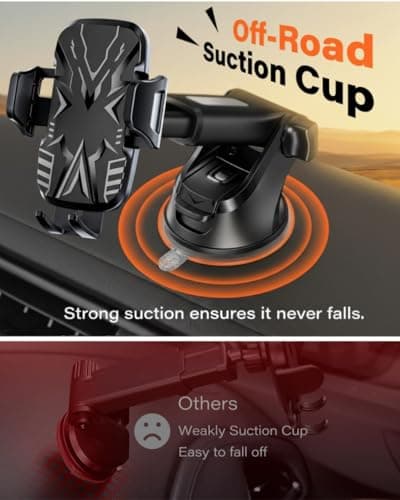 Car Phone Holder,Upgraded Version with Strong Suction Power,Adjustable Car Phone Mount 360° Rotation for Dashboard/Windscreen,Phone Cradle, Phone Holder for all 4.0''-7.0'' Phones — view 3