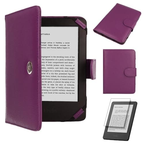 TECHGEAR Kindle PU Leather Folio Case Cover With Magnetic Clasp made for Amazon Kindle eReaders 12th - 4th Generation (2024-2011) & eReader, Paperwhite with 6 inch Screen (PURPLE) — view 2