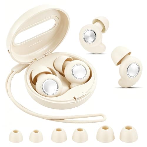 Noise Cancelling Ear Plugs for Sleep & Sleeping, Reusable Silicone Earplugs for Travel, Concerts & Side Sleepers, Ultra-Soft Noise Reduction for Snoring & Tinnitus Relief, 4 Sizes (Off White)