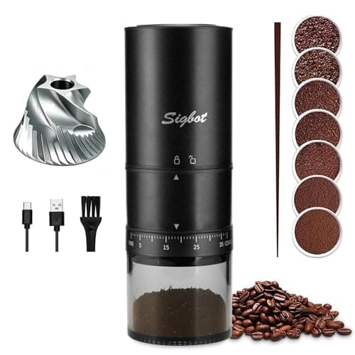Portable Rechargeable Travel Coffee Bean Grinder, 420 Stainless Steel Burr