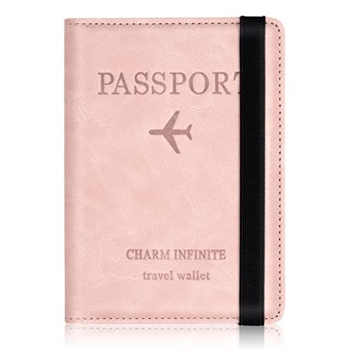 Toctax Passport Holder Cover, PU Leather RFID Travel Wallet Case Organiser Accessories, UK Passport Cover for Passport, Business Cards, Credit Cards, Boarding Passes (Pink)