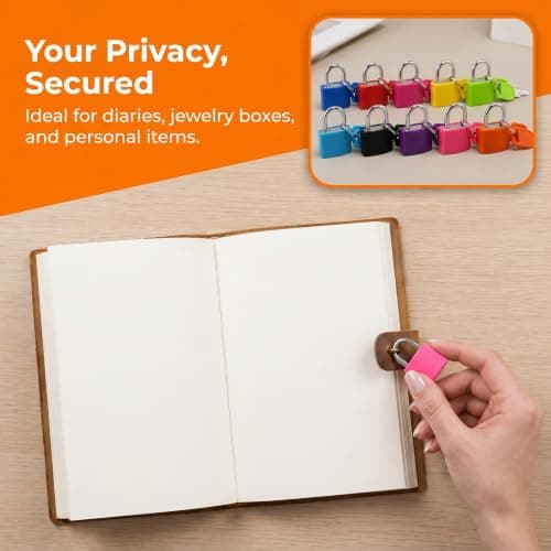 10 Pack Mini Keyed Suitcase Padlocks, Colourful Alloy Security Locks with 2 Keys Each, Anti-Theft Small Padlocks for Suitcases, Drawers, Storage Boxes, Cabinets & Medicine Boxes — view 6