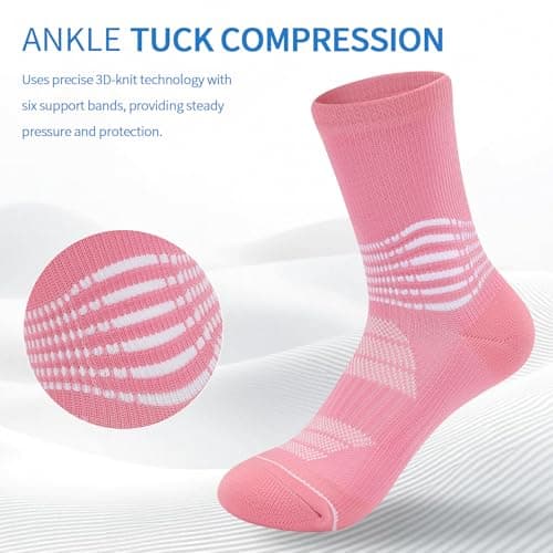 IRAMY Ankle Compression Socks for Women Men Plantar Fasciitis Relief 3 Pairs Cushioned Athletic Running Socks(Pink + Purple + Light Blue XL) — view 2