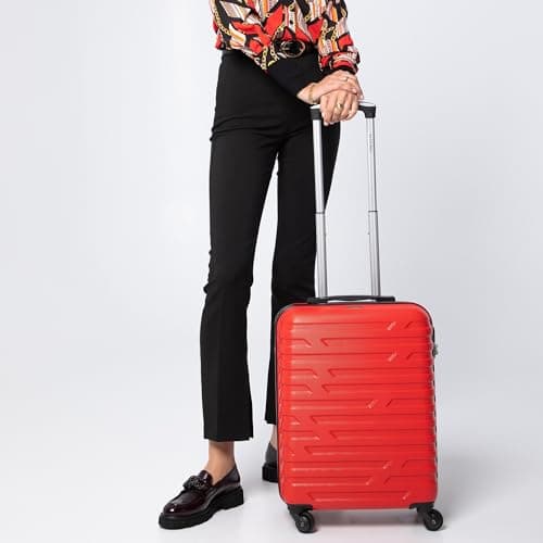 WITTCHEN Travel Suitcase Carry-On Cabin Luggage Hardshell Made of ABS with 4 Spinner Wheels Combination Lock Telescopic Handle A-Line II Size Red — view 6