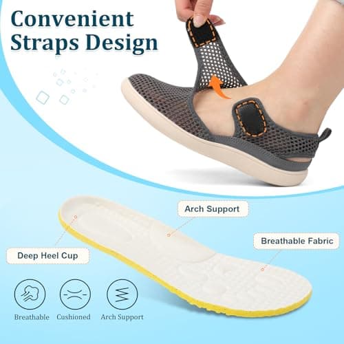 XIHALOOK Flat Sandals for Women Summer Closed Toe Sandals Casual Walking Beach Travel Shoes Minimalist Zero Drop Barefoot Dark Grey 9 W US — view 4