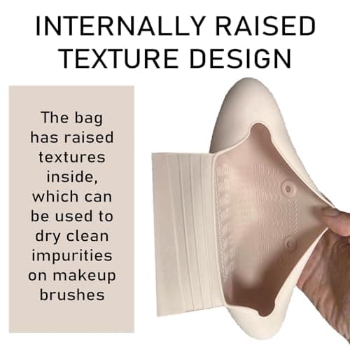 ZXTGBQ Silicone Makeup Brushes Bag Washable Cosmetic Brushes Holder Travel Silicone Cosmetic Bag Soft and Portable with Anti-Fall Out Magnetic Closure for Women Girls (Khaki) — view 5
