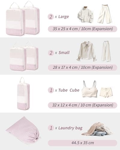 Narwey 6 Set Compression Packing Cubes for Suitcases, Travel Storage Bags — view 5