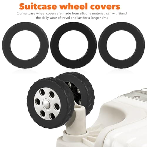 8pcs Silicone Luggage Wheel Protector Covers, Black Travel Accessory — view 2