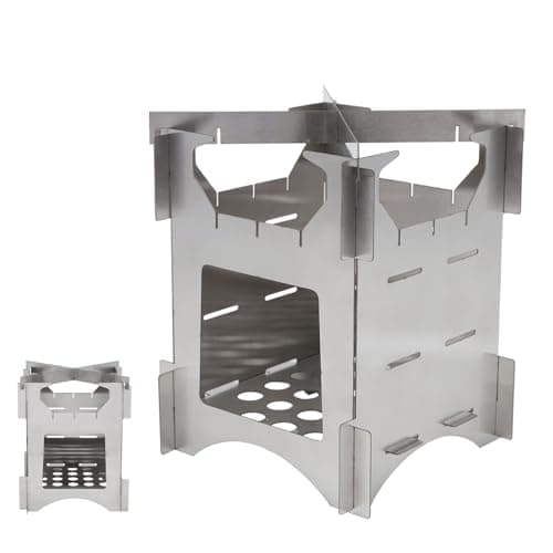 TOWEBOORY Camping Wood Stove, Portable Wood Burning Stove Folding Lightweight Stove with Canvas Bag Stainless Steel stove Outdoor for Travel Hiking Picnic Camping Backpacking