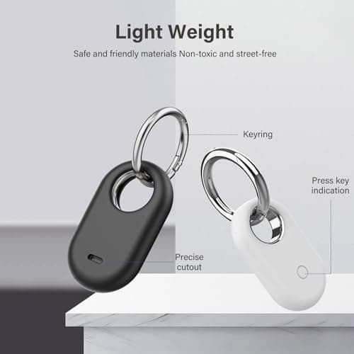 Samsung Smart Tag 2 Case with Silver Keychain, 4PCS Silicone Case for Keys, Pets, Luggage (2PCS White, 2PCS Black) — view 3