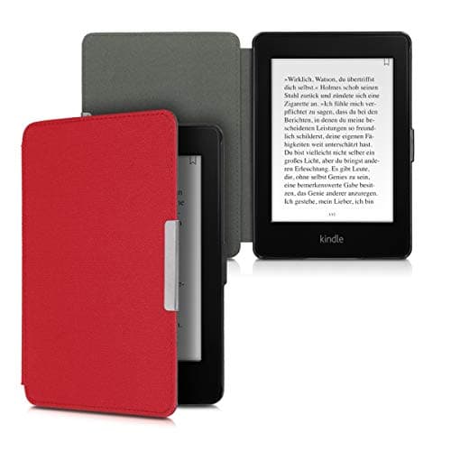 kwmobile Case Compatible with Amazon Kindle Paperwhite - Nylon Protective e-Reader Cover Folio Book Style Case - Red