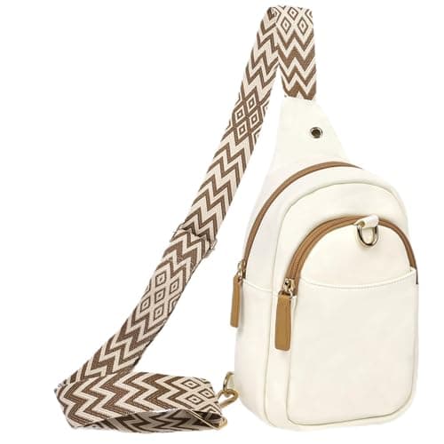 HOTUT Crossbody Bag for Women,Anti Theft Small Phone Shoulder Bag,Sling Belt Bag,with Anti-Theft Zipper Clips,Adjustable Strap,with Multiple Pockets,for Ladies Travel Shopping(white)