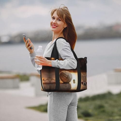 Powzjzw Knitting Wool Travel Duffle Bag Weekender Carry On Tote Bags for Women Hospital Bags for Labor and Delivery Overnight Luggage Bag — view 6
