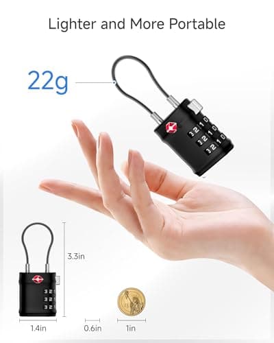 LUGGEX Suitcase Locks, Luggage Locks, TSA Approved Luggage Locks,JetBlack,2 — view 3