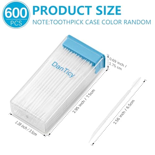 DanTicy Brushpicks Interdental Toothpicks,Soft Bristle Dental Floss Picks Toothpicks,Helps Removes Plaque and Debris Between Your Teeth 600PCS (Pack of 5) Mixed Flavors — view 2