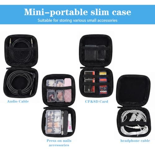 Xinjoduz 2 PCS Mini Square Earbuds Case Organizer with Carabiner Black — view 5