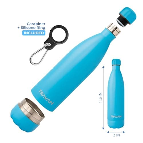 Travah Travel Water Bottle Stainless Steel with Storage for Cash, Keys, Valuables Insulated Bottle for Men and Women Hot and Cold Water Bottle Leak-Proof (Light Blue) — view 2