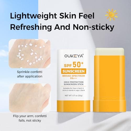 OUKEYA Sunscreen Stick SPF50+ PA++++, Broad Spectrum UVA/UVB Protection, Water-Resistant & Non-Greasy, Matte Finish Sun Block for Face & Body, Outdoor Sports & Daily Use, 0.7 Oz (20g) — view 5