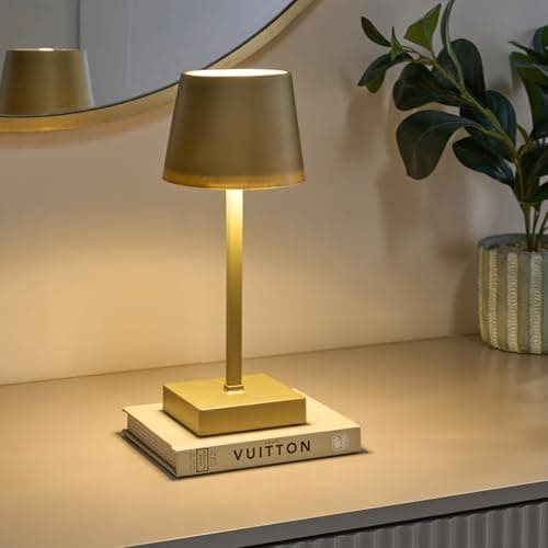 OHS Battery Operated Gold Table Lamp, Cordless Table Lamps for Home Portable LED Light Long Lasting Decorative Bedside Table Lamps for Bedroom Living Room Office Outdoor Use — view 3