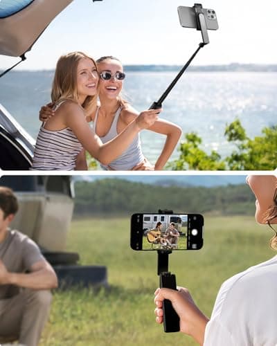 Viozon Selfie Stick, Telescopic Aluminum Alloy Pole, Max Length 68cm, 100g Light Weight, Wireless Remote Control Button, Portable & Foldable, Ergonomic Handle, Black — view 2