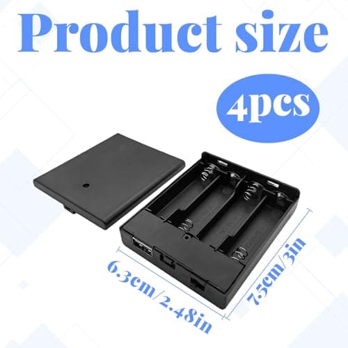 4Pcs AABattery Holder,Battery Pack for 4-6V LED Neon Signs,Black 4AA Portable USB Battery Operated Holder Box,Battery Case Box With Usb Port,Case Neon Lights Sign Power Supply for Indoor Outdoor Use — view 2