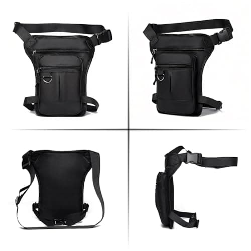 Black Multifunctional Drop Leg Bag Waist Bag for Men Women, Waterproof Nylon Thigh Waist Pack, Outdoor Pouch for Motorcycle Riding Cycling Hiking Fishing Hunting — view 4