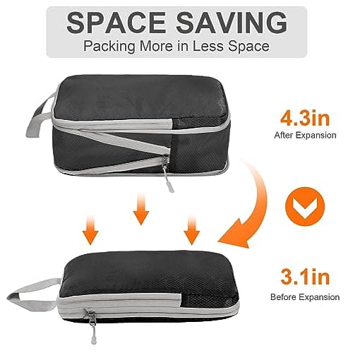 Compression Packing Cubes,Travel Storage Bag, Travel Packing Essentials for Suitcase Organizer Bags, Packing Organiser for Carry On Luggage(Black, Set of 4) — view 4
