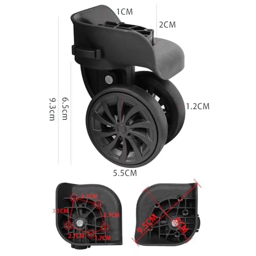 Luggage Replacement Wheels, Swivel Spinner Caster, Repair Parts for Suitcase, Set of 2 Black — view 3