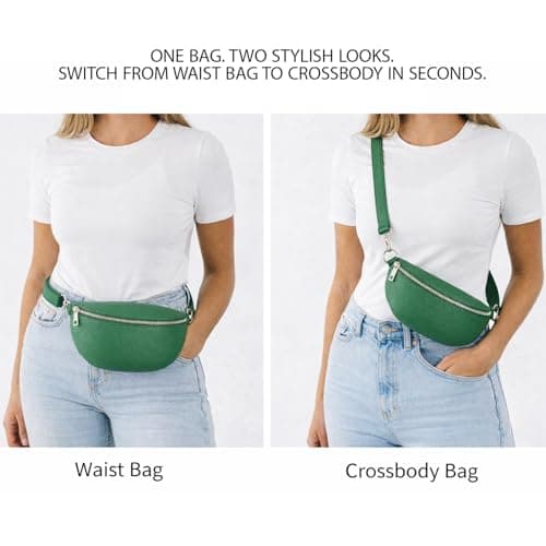 Woodland Leathers Cross Body Bag for Women Genuine Italian Leather Cross Over and Bumbags for ladies, Convertible Crossbody Sling Bag leather Belt Bag for Women with Adjustable Strap (Navy) — view 6