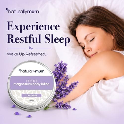NaturallyMum Magnesium Body Lotion 50ml | Lavender Magnesium Cream for Adults | Travel Size Magnesium Moisturiser with Shea Butter, Coconut & Macadamia Oil | Fast Absorbing, Non-Greasy Formula — view 4