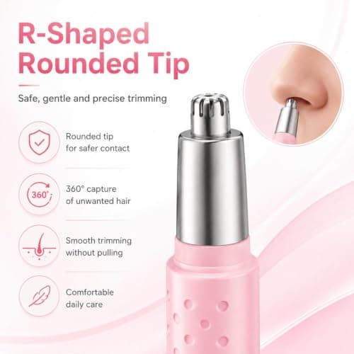 Nose Hair Trimmer for Women, Rechargeable Nose Trimmer, Ear and Eyebrow Trimmer for Women & Men, Painless Dual-Edge Blades, Type-C Charging, LED Display, Detachable Washable Head, Travel Essential — view 3