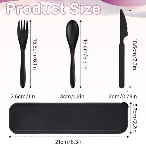 Jiayaus Travel Cutlery Set for 12, Reusable Plastic Forks Spoons Knife Set — view 2