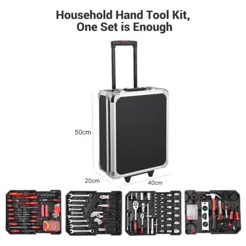 186-Piece Rolling Tool Kit, Aluminum Trolley Case for Home & Mechanic Repair — view 4