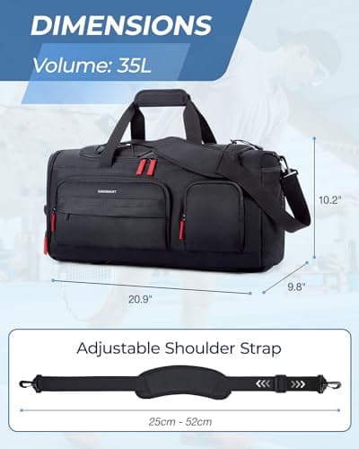 bagsmart Sports Bag for Men, 35L Gym Backpack, Weekend Duffle Bag, Black — view 4