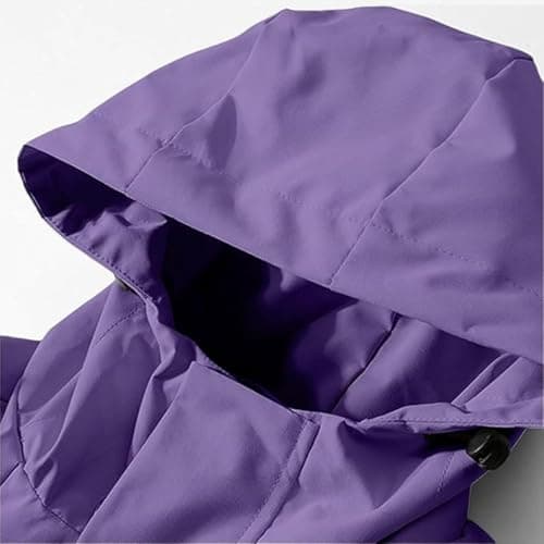Anbiryeik Womens Lightweight Waterproof Jackets with Hood Pockets Breathable Windproof Raincoat Softshell Packable Windbreaker Zip Up Outerwear Outdoor Travel Fall Hiking Cycling Walking Purple XXL — view 5